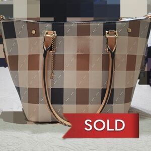 🔴🔴SOLD🔴🔴Stylish Checkered Tote Bag - Brown and Black